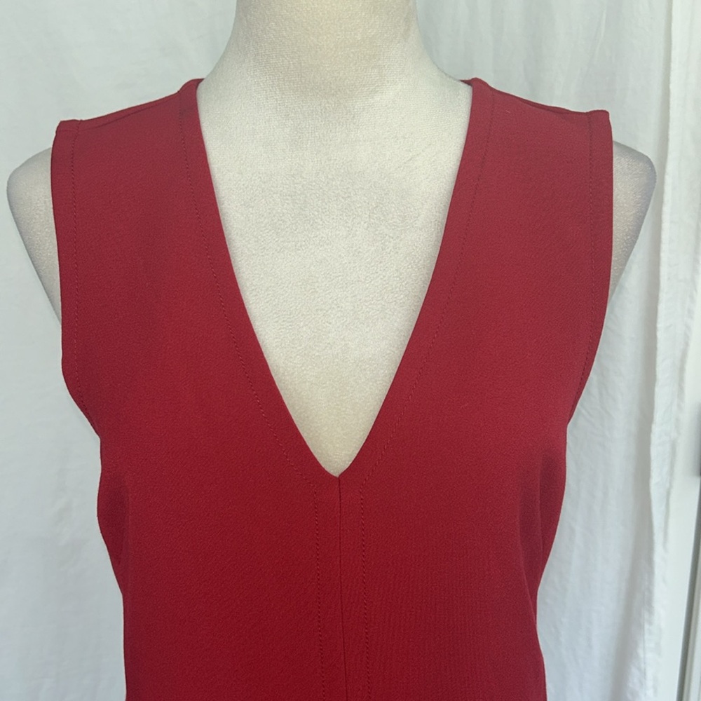 GAP Red V-Neck Dress: Size Small - Picture 3 of 10